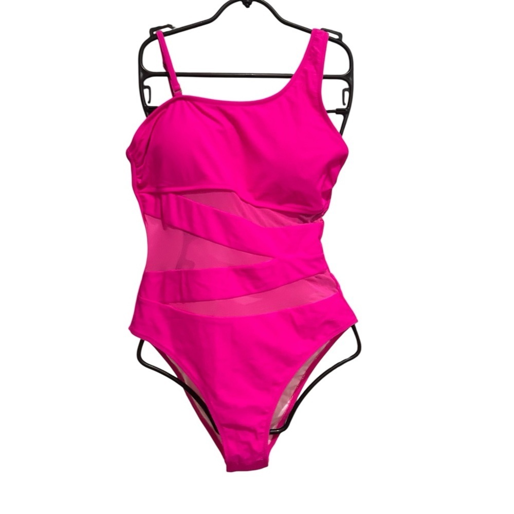 Blooming Jelly Pink Mesh One‑Piece Swimsuit – Size M (US 6‑8) – 2‑Way Wear - Picture 4 of 7